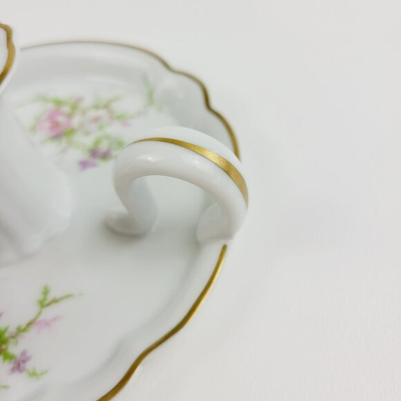 Vintage Haviland France Handled Candle Holder, Rosalinde Pink Floral & Gold Trim - Picture 6 of 11